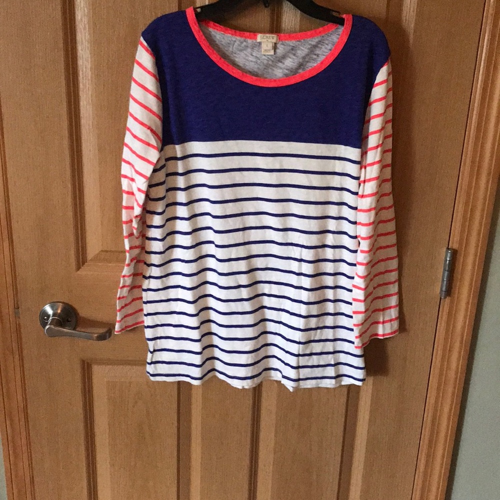 J Crew 3/4 sleeve striped tee
